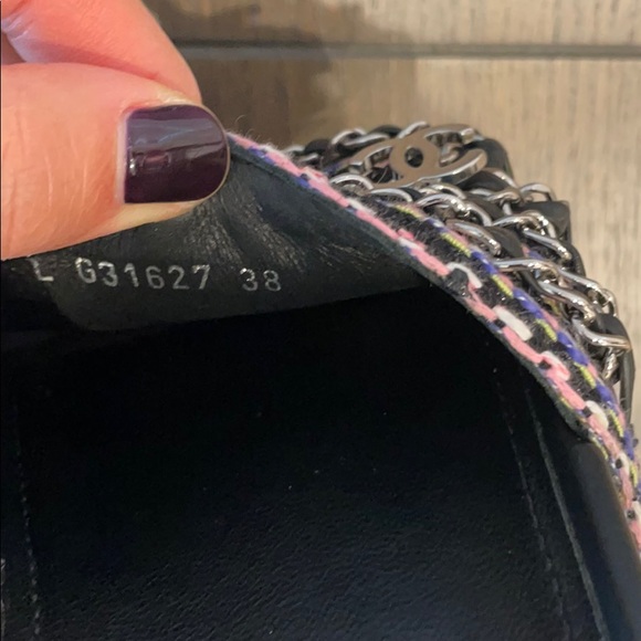 Authentic Chanel logo chain/tweed slides - Picture 4 of 6